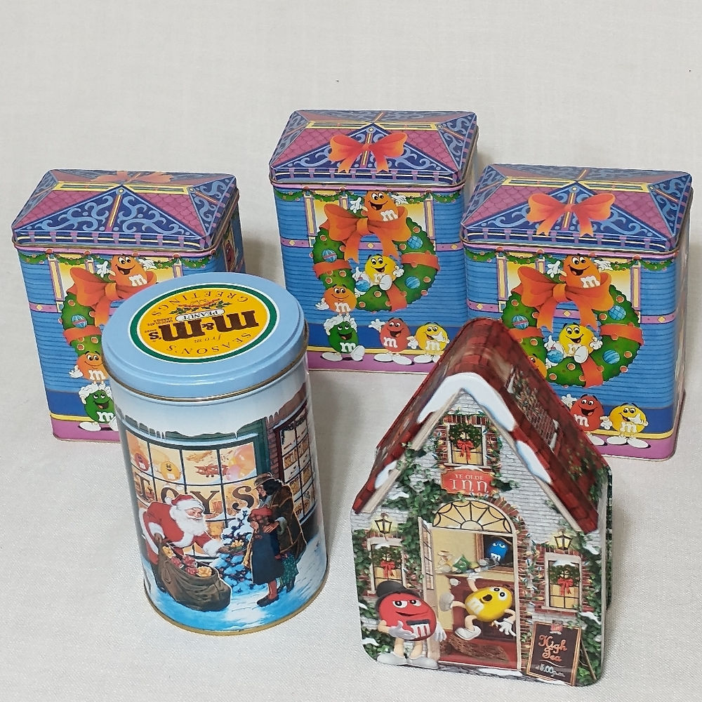 Christmas - M&M Holiday Collectable Novelty (5) Tin Cans – Limited Editi…